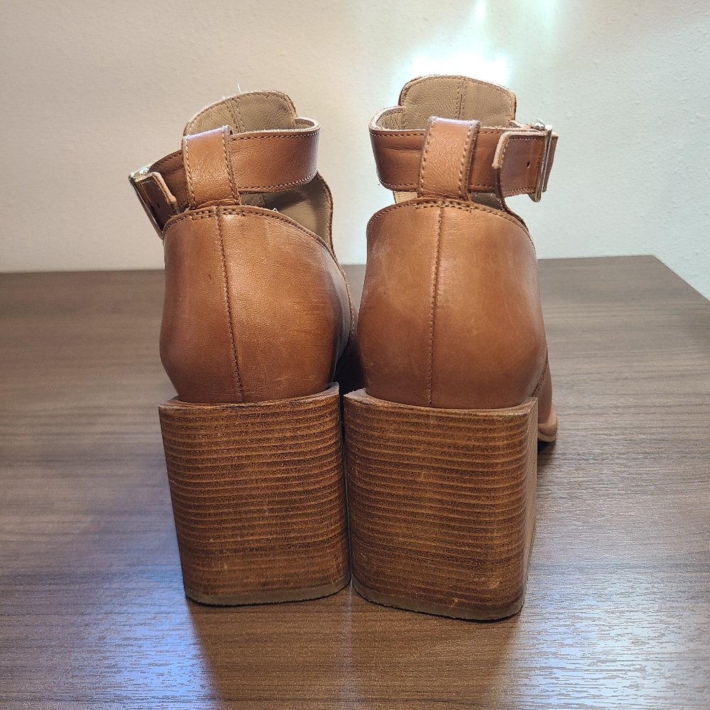 FREE PEOPLE Brady Buckle Shoe Booties Cognac Size 8 EU 38 - Picture 7 of 9
